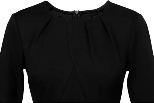 Vista 6 de VFSHOW - Vestido ajustado con cuello redondo plisado para mujer, de trabajo y oficina