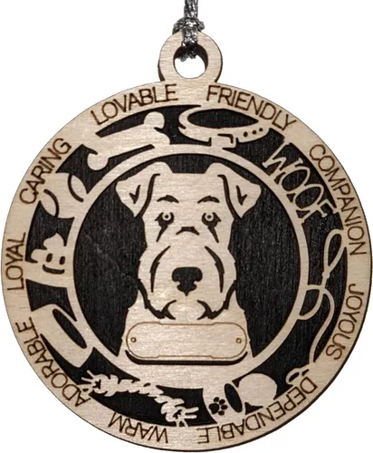 Vista 44 de Adorno de Navidad personalizado para perro Cavalier King Charles Spaniel, redondo de 3 pulgadas, madera cortada con láser de 2 capas, nombre y texto