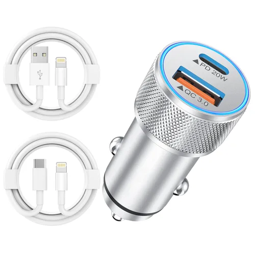 Vista 8 de Cargador de Coche Retráctil, Adaptador de Cargador de Coche iPhone 16 15 de 66W 4 en 1 con 2 Cables de Cargador iPhone Retráctiles