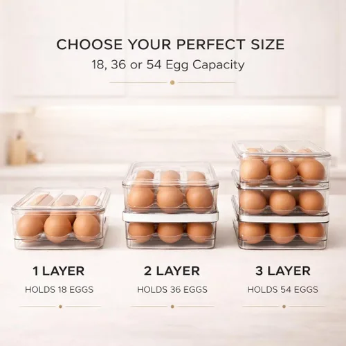 Vista 7 de Soporte para huevos para refrigerador con dispensador automático rodante, dispensador de huevos para refrigerador, organizador de huevos apilable