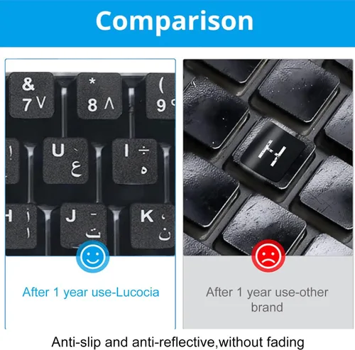 Vista 5 de 2 calcomanías universales para teclado árabe para computadora portátil, PC, teclado de escritorio, letras de repuesto para teclado de computadora