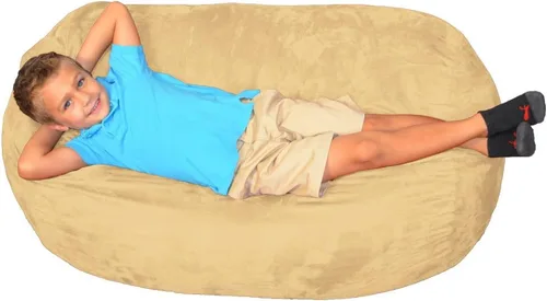 Vista 13 de Comfy Sacks - Puf de espuma viscoelástica de 6 pies, tumbona de color zorro polar