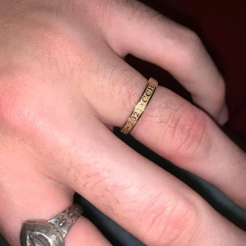 Vista 5 de Ssjewel Simple Band School Ring Men Women Custom Graduation Class Band Ring 14K Gold Finish University Class Band Ring Sterling Silver Stackable