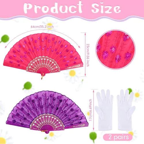 Vista 3 de Juego de 10 piezas de fiesta de té para niñas, incluye sombreros de fiesta de té, gorros, guantes de abanico, monedero rosa, boas de plumas