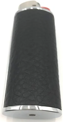 Vista 5 de Metal negro cuero encendedor caso cubierta titular para BIC tamaño completo encendedor tipo J6