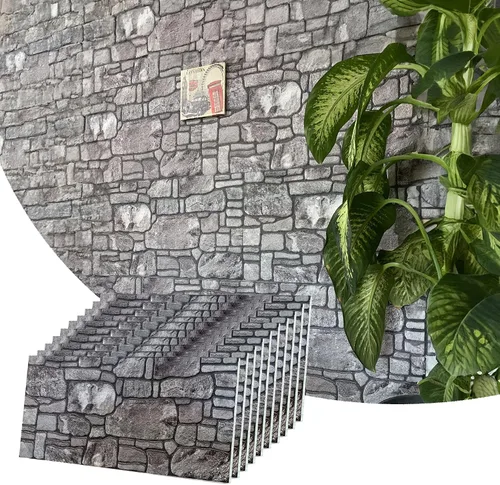 Vista 25 de Dundee Deco Paneles de pared 3D: revestimiento de pared marrón cobre con aspecto de piedra sepia, revestimiento de espuma de poliestireno