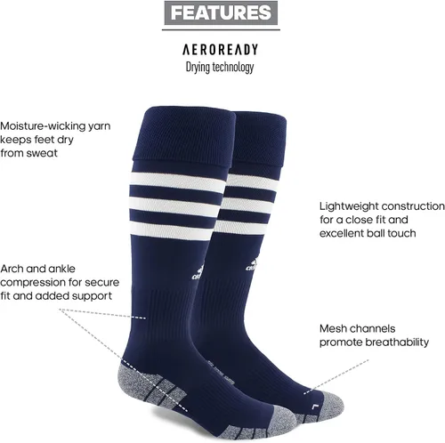 Vista 2 de adidas 3-Stripe Hoop Soccer Socks (1-Pair) with Arch Compression for a Secure Fit