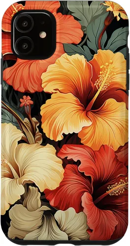 Vista 8 de Hawaiian Tropical Design Yellow Red Hibiscus Plumeria Case for iPhone 17
