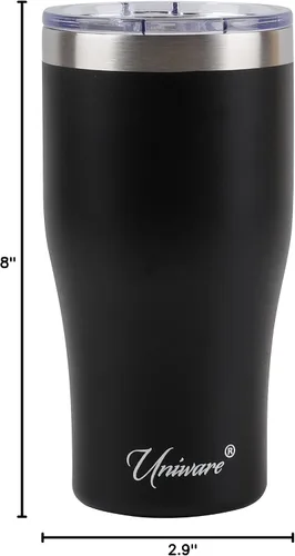 Vista 8 de Frasco de vacío de acero inoxidable de doble pared (20.3 fl oz) (negro)