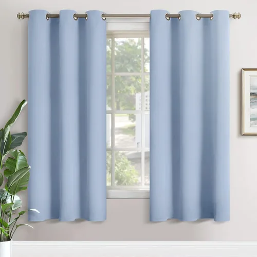 Vista 107 de YoungsTex - Cortinas blackout cortas, aislamiento térmico, ojales, oscurecen la habitación, privacidad, para cámper, sótano, cocina y baño, 2 Gris