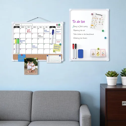 Vista 8 de MaxGear Monthly Calendar Whiteboard for Wall, 16"x12" Dry Erase Cork Board
