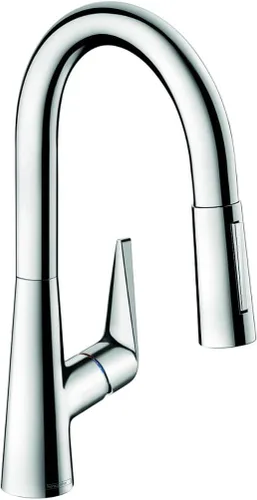 Vista 10 de hansgrohe Talis S 72813341 - Grifo de cocina de arco alto, grifo para fregadero de cocina, cabezal rociador de acoplamiento magnético, cromo negro