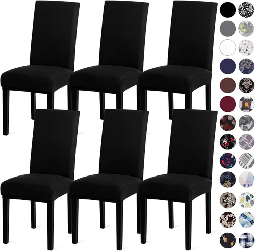 Vista 61 de Sufdari Juego de 2 fundas para sillas de comedor, fundas para sillas de cocina, fundas para sillas Parsons, protectores de sillas de elastano
