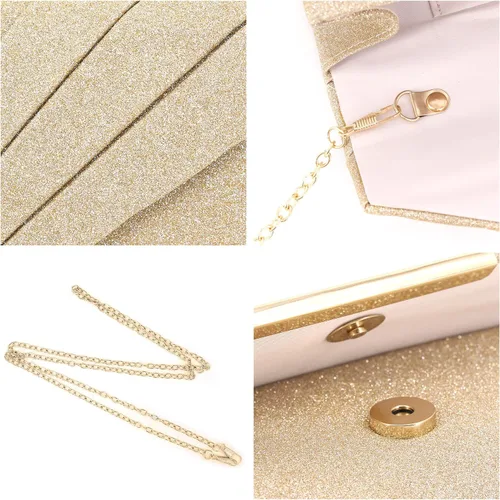 Vista 22 de Naimo Bolso de mano brillante para mujer, bolso de noche para fiesta, cóctel, boda, elegancia, sobre