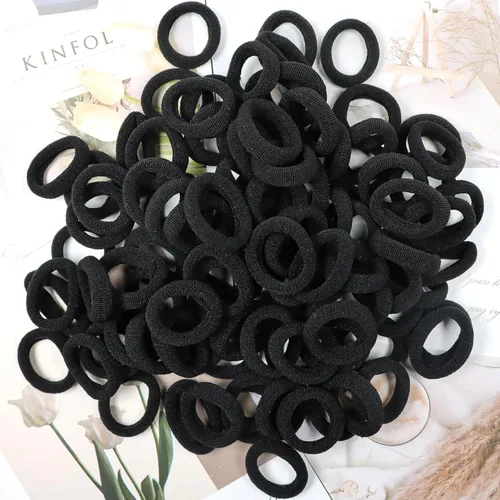 Vista 6 de 120 gomas elásticas para bebés, gomas para el pelo de algodón para niñas y niños, pequeñas bandas elásticas sin costuras para coletas, multicolor