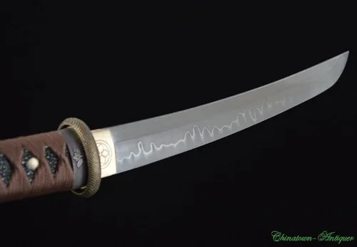 Vista 5 de GLW Espada corta japonesa Wakizashi Katana T10 hoja de acero templado afilado #2192