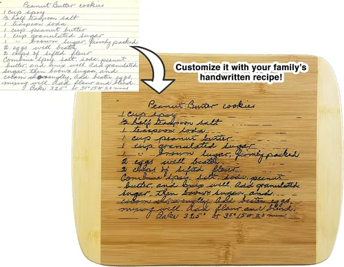 Vista 8 de Tabla de cortar de madera personalizada para recetas (gruesa), grabado a mano, receta Receta familiar, regalo de reliquia familiar Embutidos