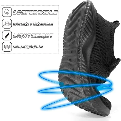 Vista 3 de Zapatos deportivos sin cordones para mujer, diseño ligero de espuma viscoelástica para caminar, gimnasio, viajes, trabajo o uso informal