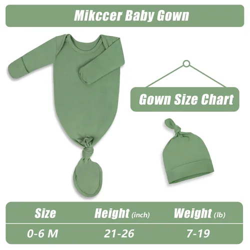 Vista 5 de Vestido de bebé recién nacido anudado de 0 a 6 meses, camisones súper suaves y transpirables para bebés, niñas y niños, traje de hospital