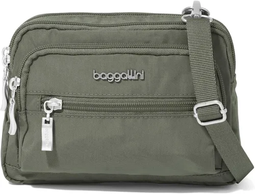 Vista 18 de Baggallini Bolso cruzado pequeño con triple cremallera para mujer, ligero, convertible, riñonera Estampado De Flor De Mediano