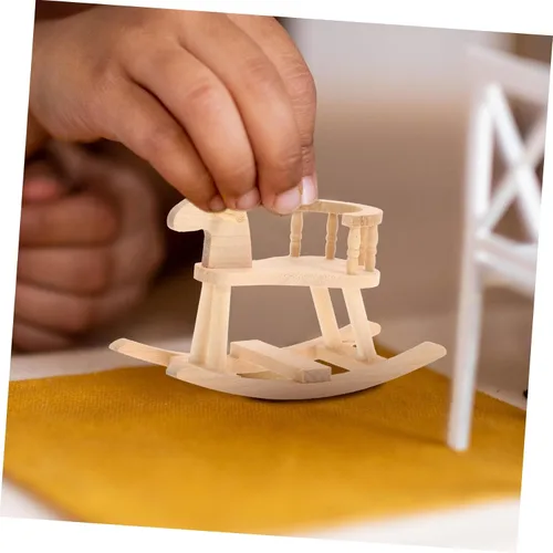 Vista 5 de ibasenice Silla mecedora en miniatura Escala 1:12 Caballo mecedor de madera Mini casa de caballo de caballo modelo casa de muñecas Accesorios