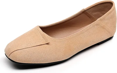 Vista 34 de VenusCelia - Zapatos bajos de baile para mujer Beige (Beige PU)
