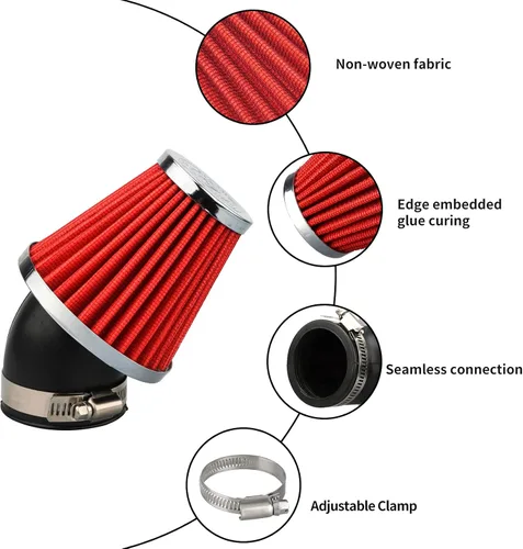 Vista 5 de Nibbi Filtro de aire para motocicleta, filtro de aire de 42 mm para moto de cross, mini moto, moto Pit, motocross, GY6, ATV
