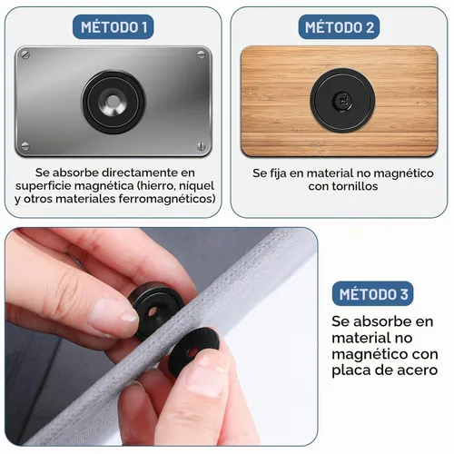 Vista 5 de MIKEDE - Paquete de 12 imanes de neodimio fuertes de 20 libras avellanados para pared Negro-1