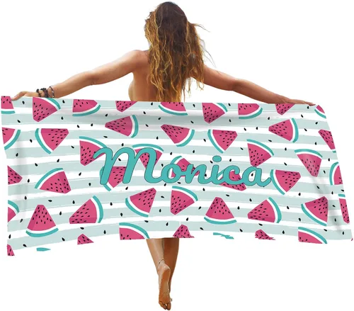 Vista 10 de Toalla de playa personalizada de frutas de verano, toallas de playa personalizadas para playa, baño, piscina, manta de sol para niños y adultos
