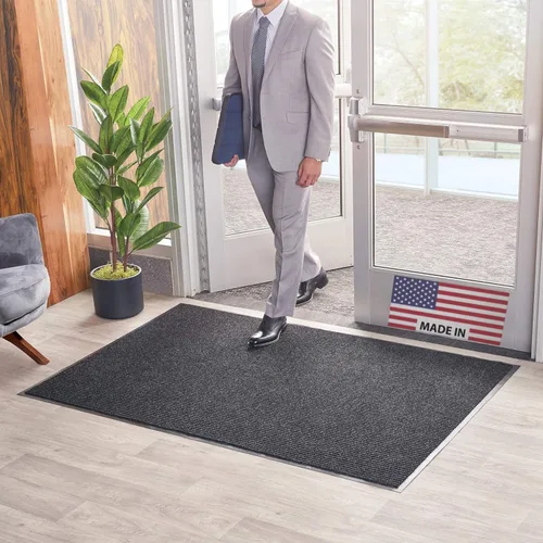 Vista 16 de Consolidated Plastics Tapete para secar con cepillo - Hecho en EE. UU., alfombra resistente para puerta comercial para entradas de Marrón