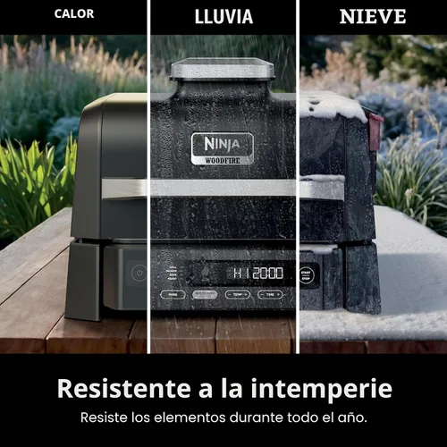 Vista 6 de Parrilla y ahumador Ninja Woodfire para exteriores, funcionalidad 4 en 1, parrilla, ahumado, horneado, asado, sabores auténticos de fuego de leña