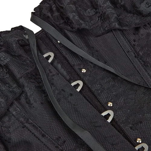 Vista 6 de SZIVYSHI - Corsé para mujer con mangas, bustier con cordones, corpiño de lencería