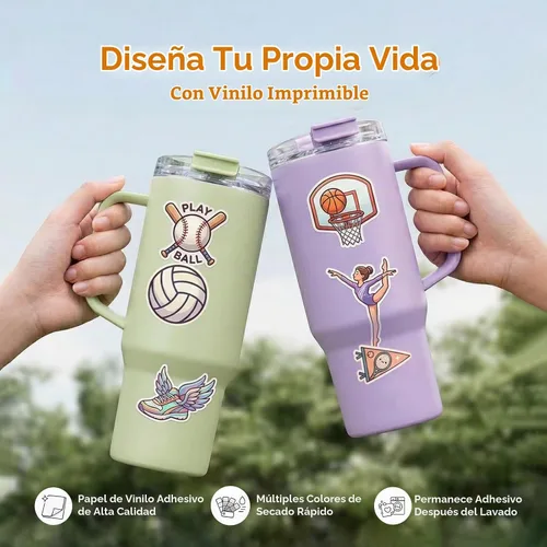 Vista 5 de JANDJPACKAGING Papel adhesivo de vinilo imprimible, 55 hojas, blanco BLANCO BRILLO