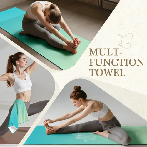 Vista 5 de Toalla de yoga con bolsillos en las esquinas, antideslizante, toalla de yoga caliente de 24 x 72 pulgadas para yoga caliente, pilates, fitness