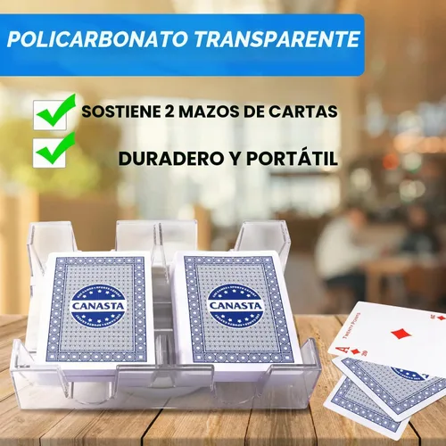 Vista 5 de GSE Juego de cartas Canasta azul de 2 barajas con bandeja giratoria Tarjetas y bandeja azules
