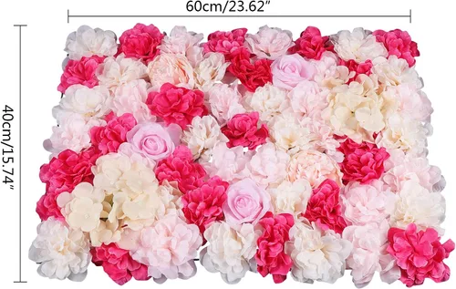 Vista 2 de Paneles de pared de flores artificiales de 16 x 24 pulgadas, tapetes de pared de flores de seda para jardín al aire libre, patio, valla, valla de 4