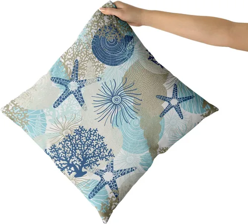 Vista 8 de Kawani Fundas de almohada náuticas costeras 18x18 en fundas de almohada decorativas para sofá con temática de playa y océano, juego de 2 almohadas