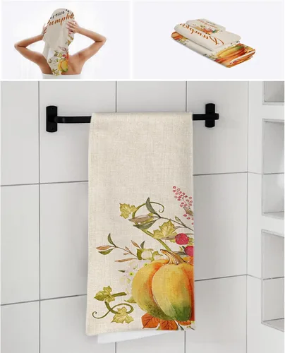 Vista 7 de Hello Pumpkins Bath Towels for Bathroom Set - Luxury Towels Gifts for Women,Quick Dry Beach Kitchen Hand Hair Face Yoga Workout Gym Towel and Dish