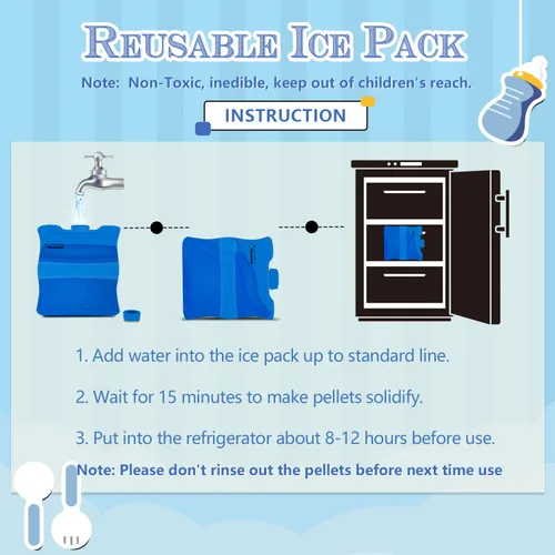 Vista 5 de Teamoy Paquete de hielo de leche materna, bolsa de hielo en botella para almacenamiento de leche materna y lactancia materna, mamá trabajadora