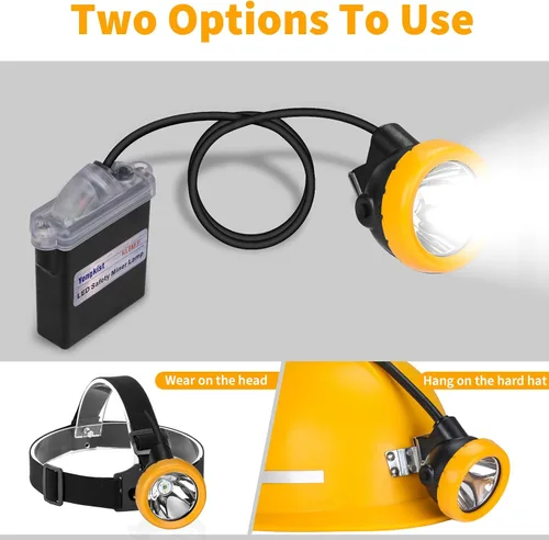 Vista 3 de Linterna frontal LED recargable, linterna de cabeza de seguridad súper brillante con 1+2 LED y paquete de batería, luz impermeable para casquillo