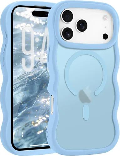 Vista 29 de Pepmune - Funda para iPhone 12 Pro Max con marco ondulado y estructura rígida, color mate claro, cubierta trasera unisex, compatible con Magsafe