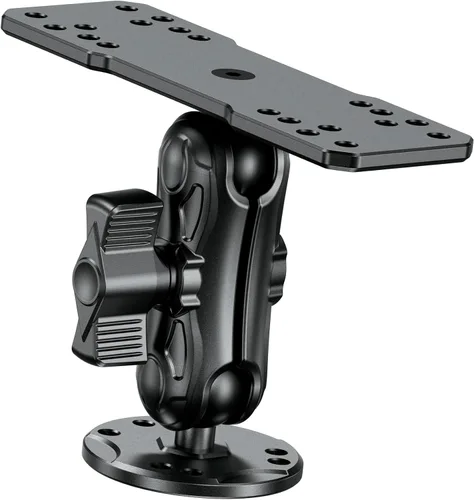 Vista 9 de VAZESWIN Soporte de buscador de peces de aleación de aluminio con placa rectangular de bola de tamaño B de 1 pulgada y base redonda, brazo mediano