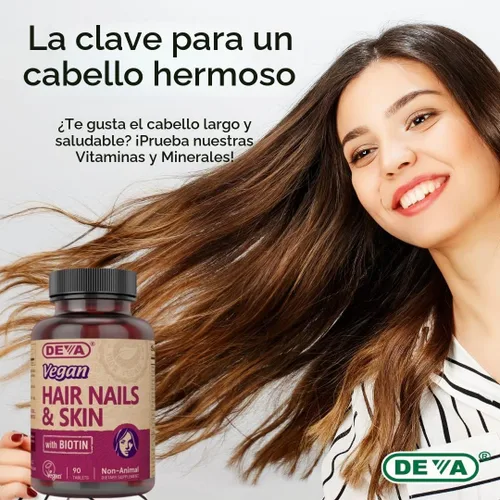 Vista 7 de DEVA Vitaminas y minerales veganos para el cabello, las uñas y la piel con biotina, suplemento, 90 tabletas
