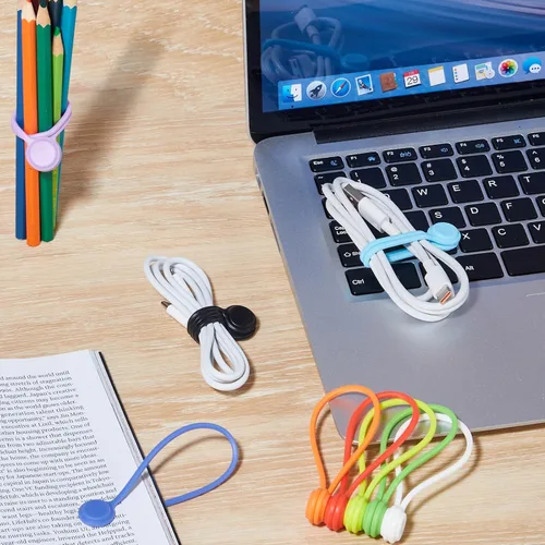 Vista 9 de Bridas magnéticas para cables, 10 unidades, reutilizables, para auriculares, administrador de cables USB, correas para marcapáginas, clips