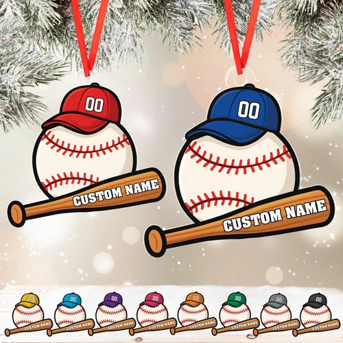 Vista 10 de Personalized Baseball Christmas Ornament Custom Player Gift Decor 25on335