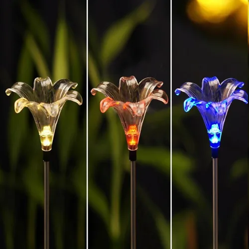Vista 4 de Lirio de luz LED que cambia de color con energía solar al aire libre Lirio RGB