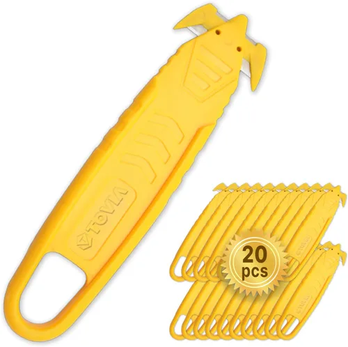 Vista 11 de T TOVIA Cuchillo Cortador de Cajas de Seguridad de Hoja de Acero Inoxidable Empotrada Oculta, Abridor de Paquetes Cortador de Plástico para Caja