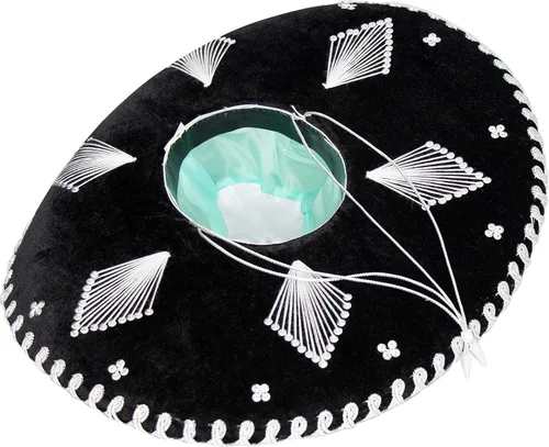 Vista 3 de Sombrero mexicano auténtico para adultos. Sombrero Mariachi Charro, sombrero mexicano de alta calidad para fiestas de disfraces, 5 de mayo, 16