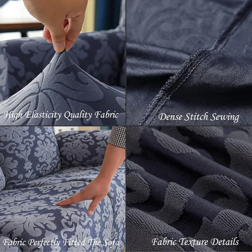 Vista 3 de JOKIVTOU Funda elástica para sillón reclinable con bolsillo, fundas de sofá reclinable de jacquard con estampado, protector de muebles con parte