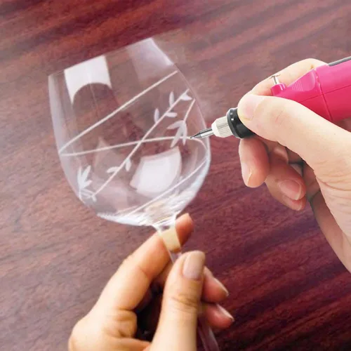 Vista 6 de Bolígrafo grabador eléctrico con cable, herramienta de grabado y grabado en relieve, kit de grabador con plantilla y punta de carburo de tungsteno